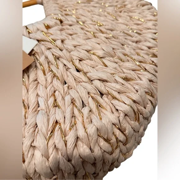 Miztique Tan Tote straw Bag with Rustic Woven Design - Picture 5 of 6